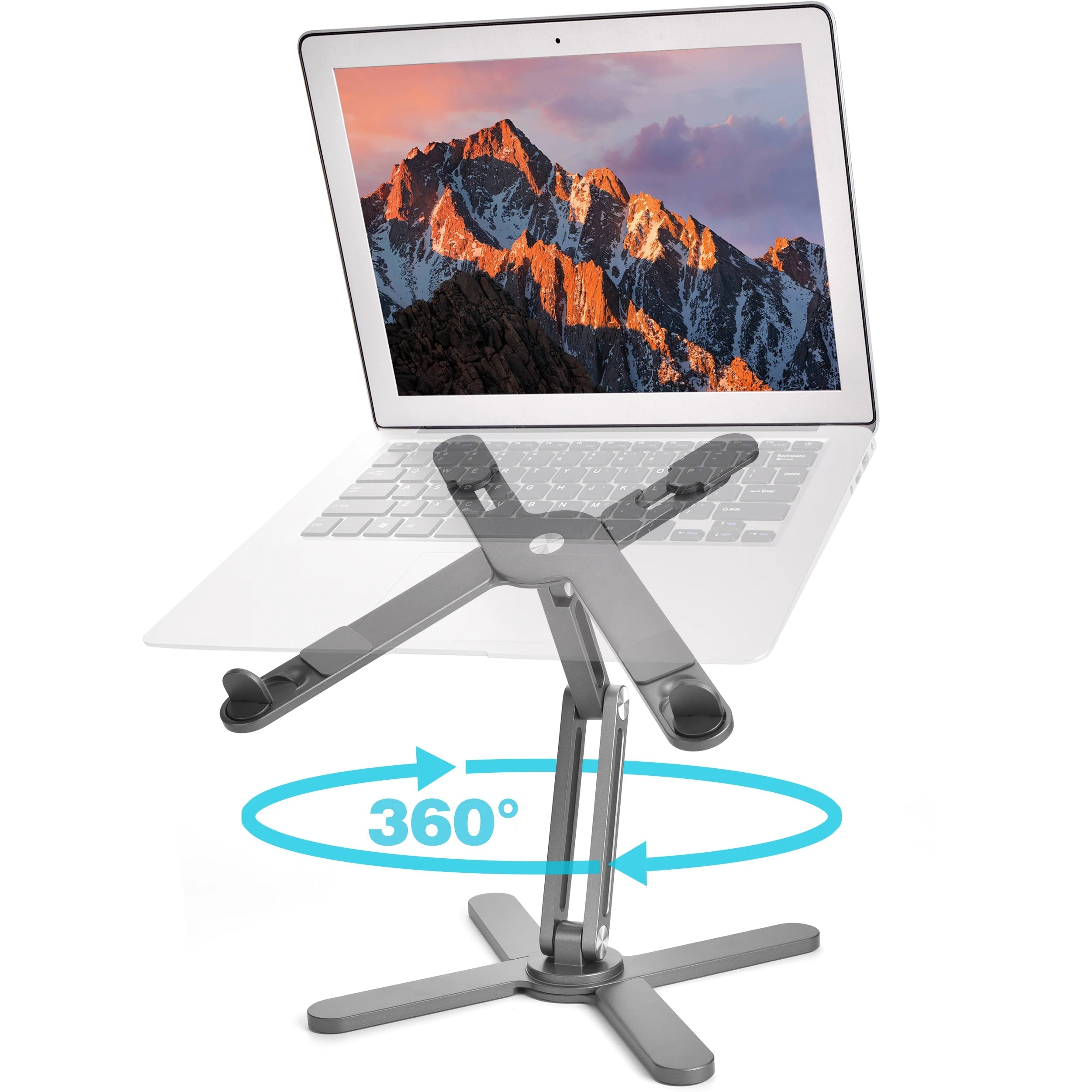 Foldable Laptop Stand 360°Rotation Notebook Table Adjustable Aluminum Alloy Holder Portable X Type Bracket for 10-17 inch Laptop Eagle Beacon