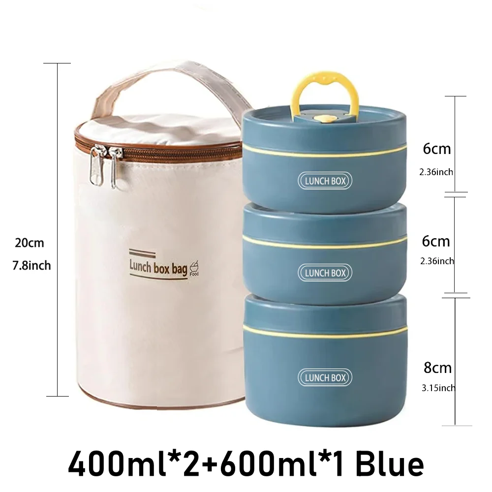 Portable Insulated Food Lunch Container Set with Thermal Lunch Box 3 Separate Stackable Lunch Container for Adult Kids Eagle Aerie
