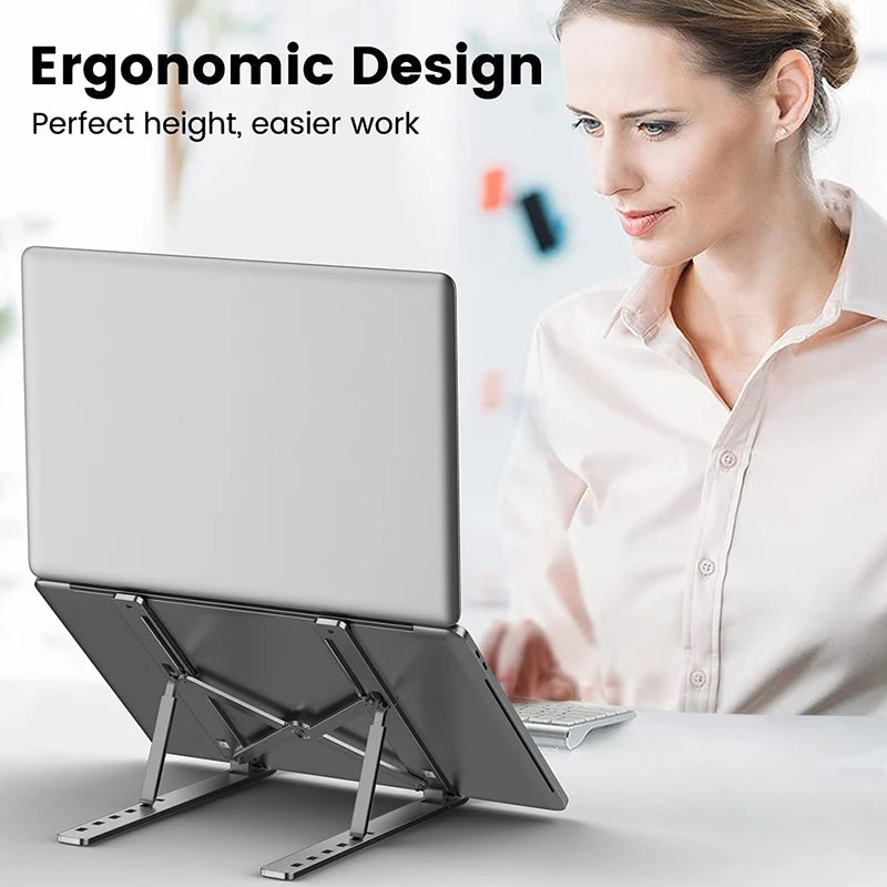 Aluminum Alloy Laptop Holder Stand Adjustable Foldable Portable for Notebook Computer Bracket Lifting Cooling Holder Non-slip Eagle Beacon