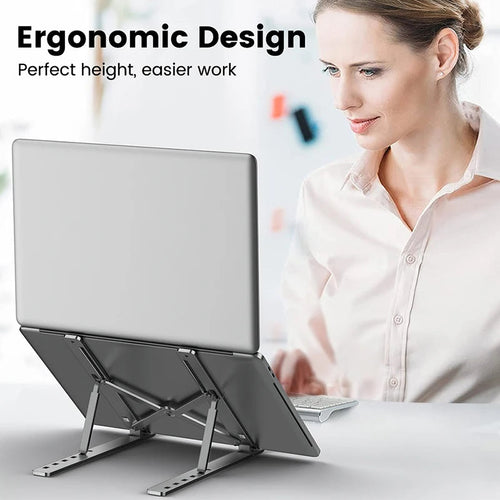 Aluminum Alloy Laptop Holder Stand Adjustable Foldable Portable for Notebook Computer Bracket Lifting Cooling Holder Non-slip Eagle Beacon