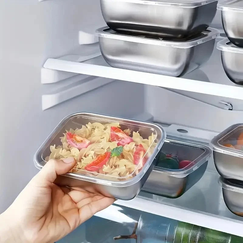 5pcs Stainless Steel Food Storage Stackable Meal Prep Boxes for Kitchen Fridge Lunch Ideal for Meal Prep Travel Kitchen Storage Eagle Aerie