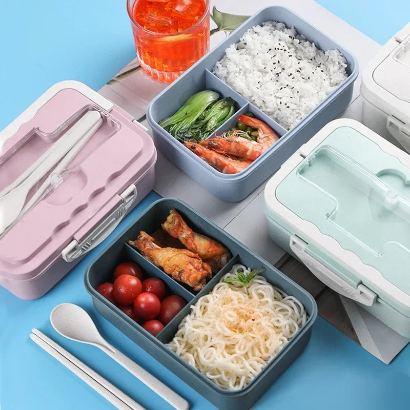 Lunch Box, 3 Compartment Sealed Bento Box and Cutlery Set Lunch Boxes for Kid Adult, Suitable for Microwave and Dishwasher Eagle Aerie
