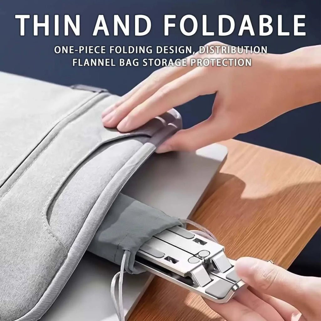 Adjustable Aluminum Laptop Stand - 6-Level Height, Foldable & Portable Design For 8-16” Laptops, Enhanced Ventilation & Heat Eagle Beacon