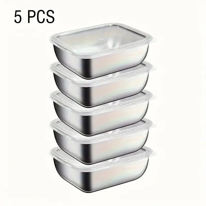 5pcs Stainless Steel Food Storage Stackable Meal Prep Boxes for Kitchen Fridge Lunch Ideal for Meal Prep Travel Kitchen Storage Eagle Aerie