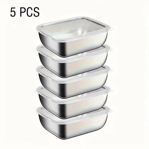 5pcs Stainless Steel Food Storage Stackable Meal Prep Boxes for Kitchen Fridge Lunch Ideal for Meal Prep Travel Kitchen Storage Eagle Aerie