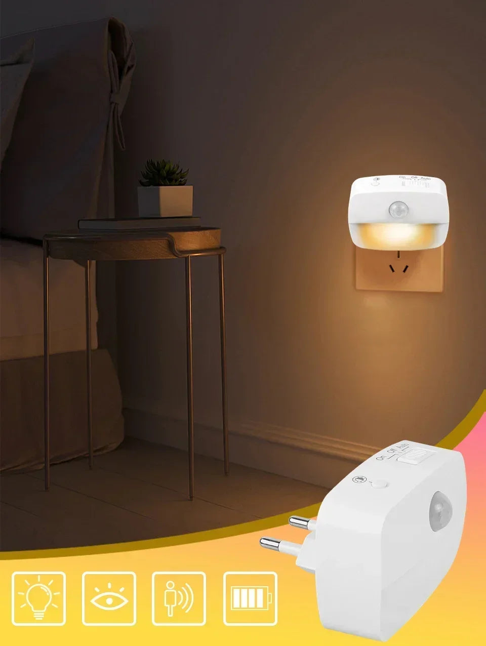 Motion Sensor Light LED Night Lights EU US Plug Lamps PIR Human Induction Lamp Nightlights For Bedroom Decor Hallway Stairs Lamp Eagle Beacon