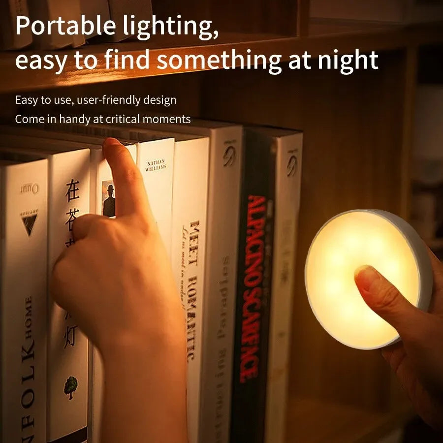 Motion Sensor LED Night Light, Wireless Magnetic Round Lamp for Kitchen Cabinet, Bedroom & Home Atmosphere Decor Eagle Beacon