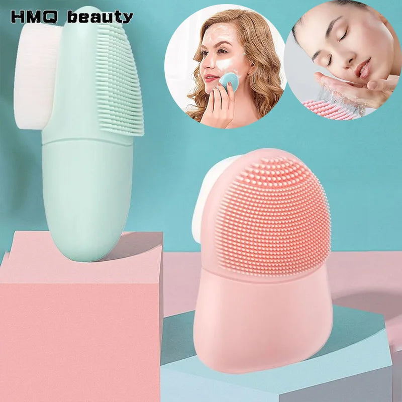Double Sided Silicone Facial Cleansing Brush Manual Massage Facial Cleanser Brush Soft Bristles Deep Cleaning Exfoliator Tool Eagle Beacon