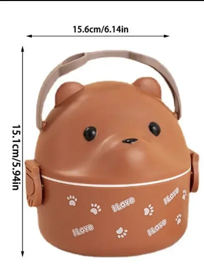 Lunch Box Portable Insulated Lunch Container Set Stackable Bento Cartoon Eyeglass Bear Shape Food Storage Container For Kids Eagle Aerie