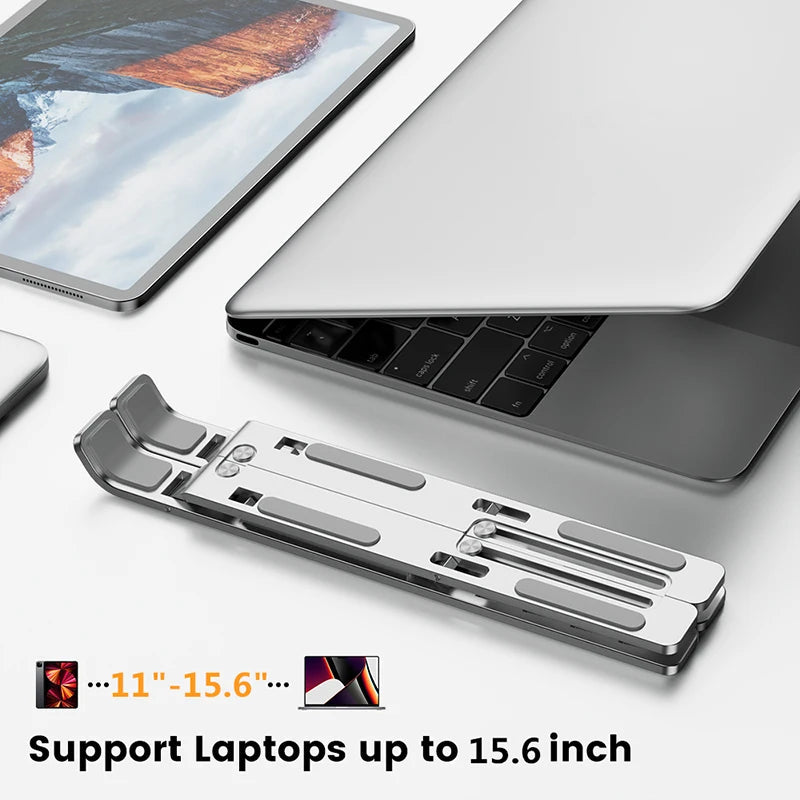 Aluminum Alloy Laptop Holder Stand Adjustable Foldable Portable for Notebook Computer Bracket Lifting Cooling Holder Non-slip Eagle Beacon