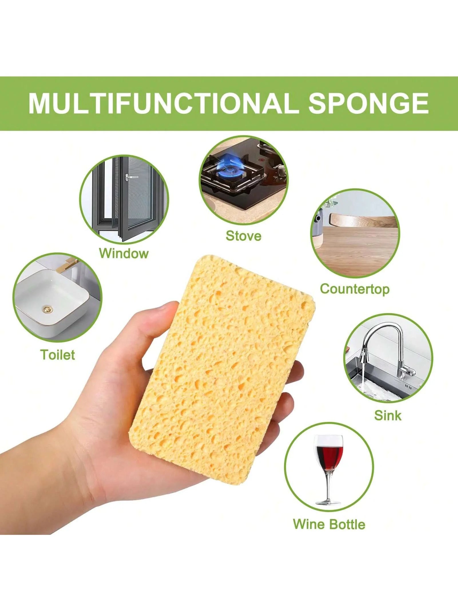 Biodegradable compostable cellulose and coconut scrubbing sponge -6 eco-friendly sponge tableware pieces Eagle Aerie