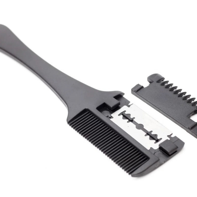 Hair Cutting Comb Hair Brushes with Razor Blades Barber Scissors Hair Salon Thinning Hairdressing DIY Styling Tools Black Handle Eagle Beacon