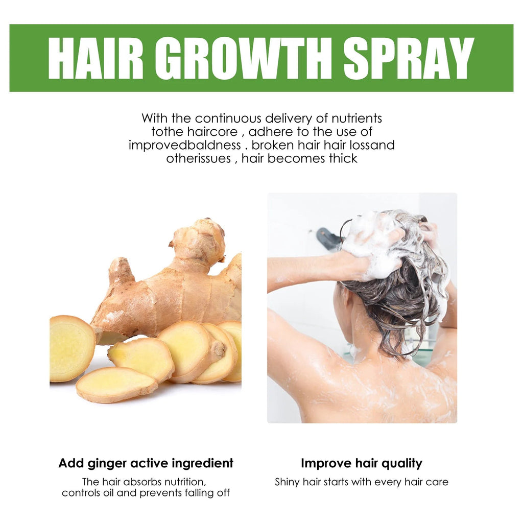 Hair Growth Spray Ginger Massage Scalp Damaged Treatment Solution Nourish Roots Fast Grow Anti Hair Loss Serum Beauty Health Eagle Beacon