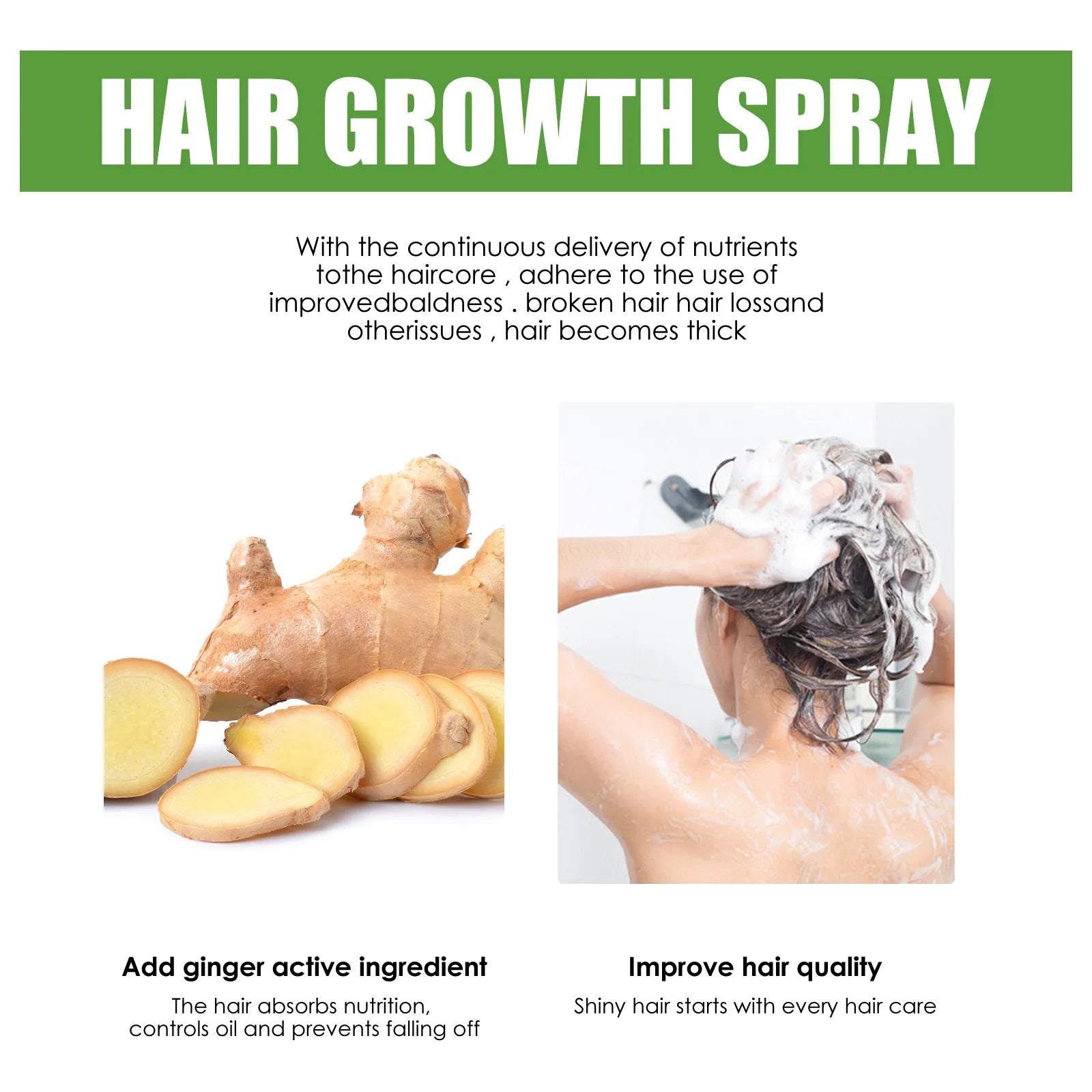 Hair Growth Spray Ginger Massage Scalp Damaged Treatment Solution Nourish Roots Fast Grow Anti Hair Loss Serum Beauty Health Eagle Beacon