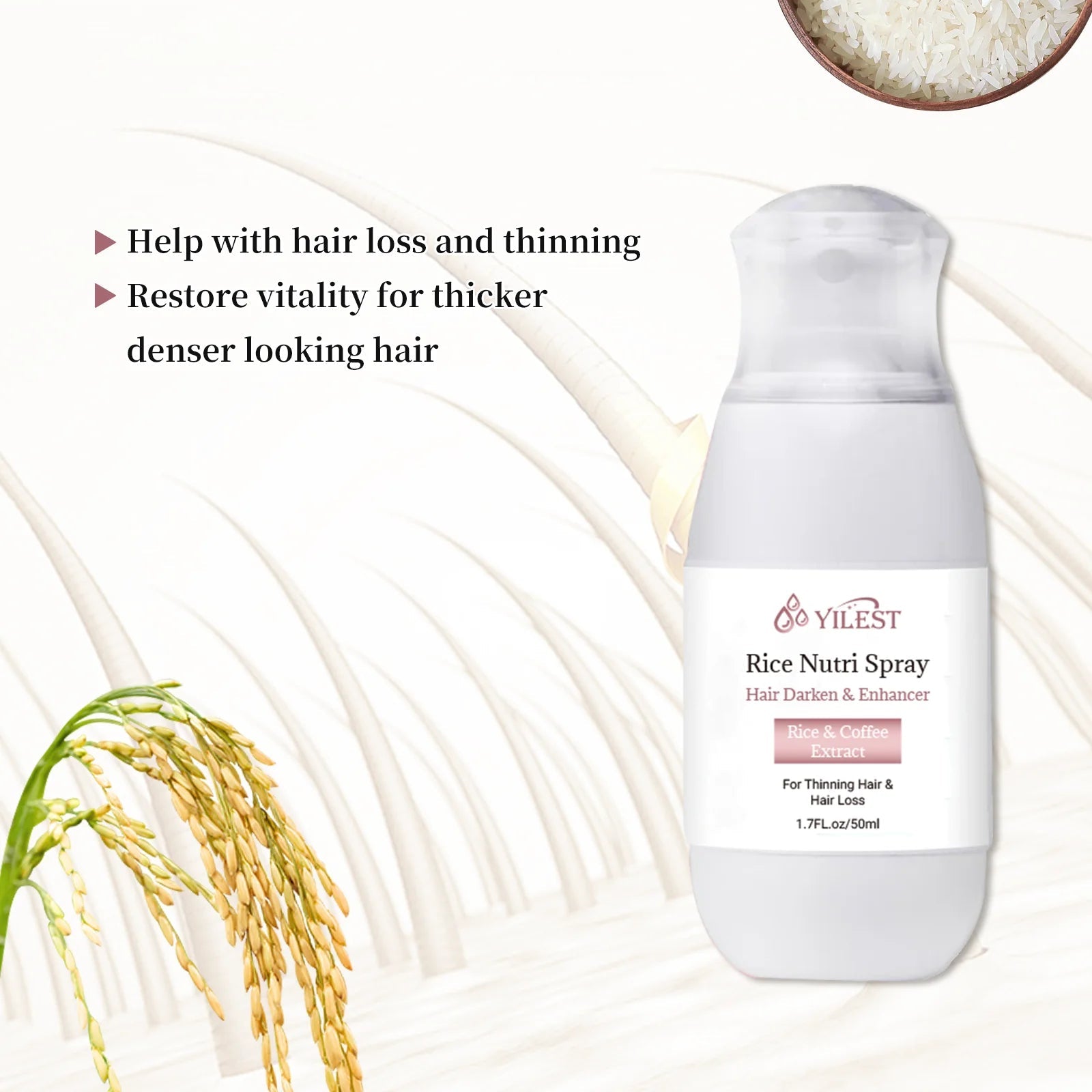 Hair Helper Spray, Rice Water Spray,Hair Strengthens Thickening,Natural Spray Stimulates Growth Soothes Scalp for Thinning Hair Eagle Beacon