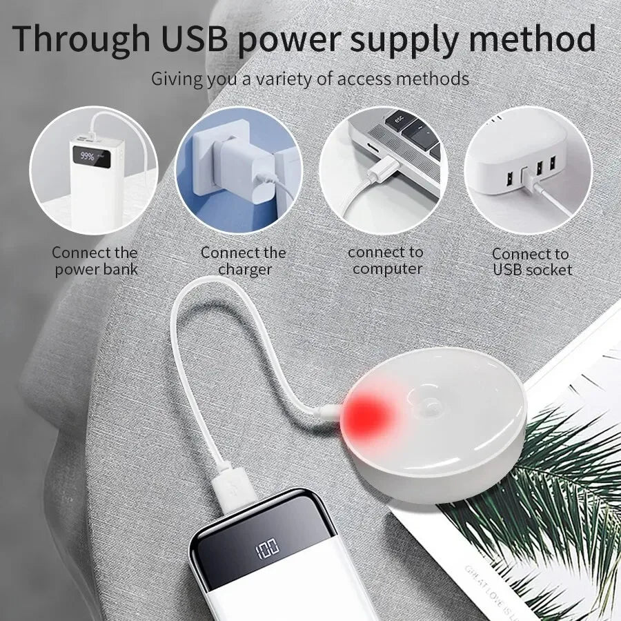 Motion Sensor LED Night Light, Wireless Magnetic Round Lamp for Kitchen Cabinet, Bedroom & Home Atmosphere Decor Eagle Beacon