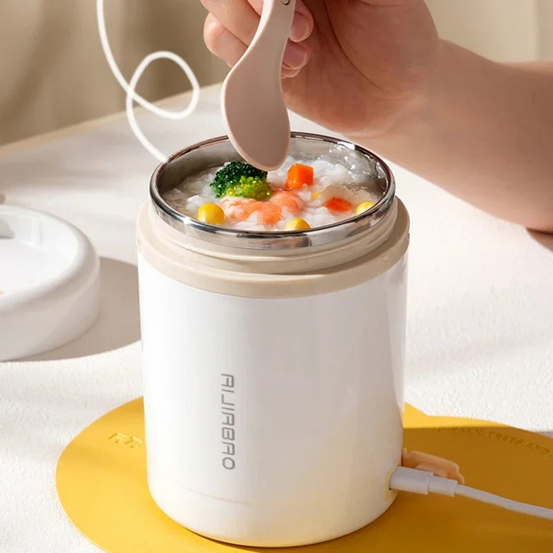 600ml Portable USB Electric Lunch Box with Stainless Steel Food Heater, Beverage Function, Perfect for Picnics Eagle Aerie