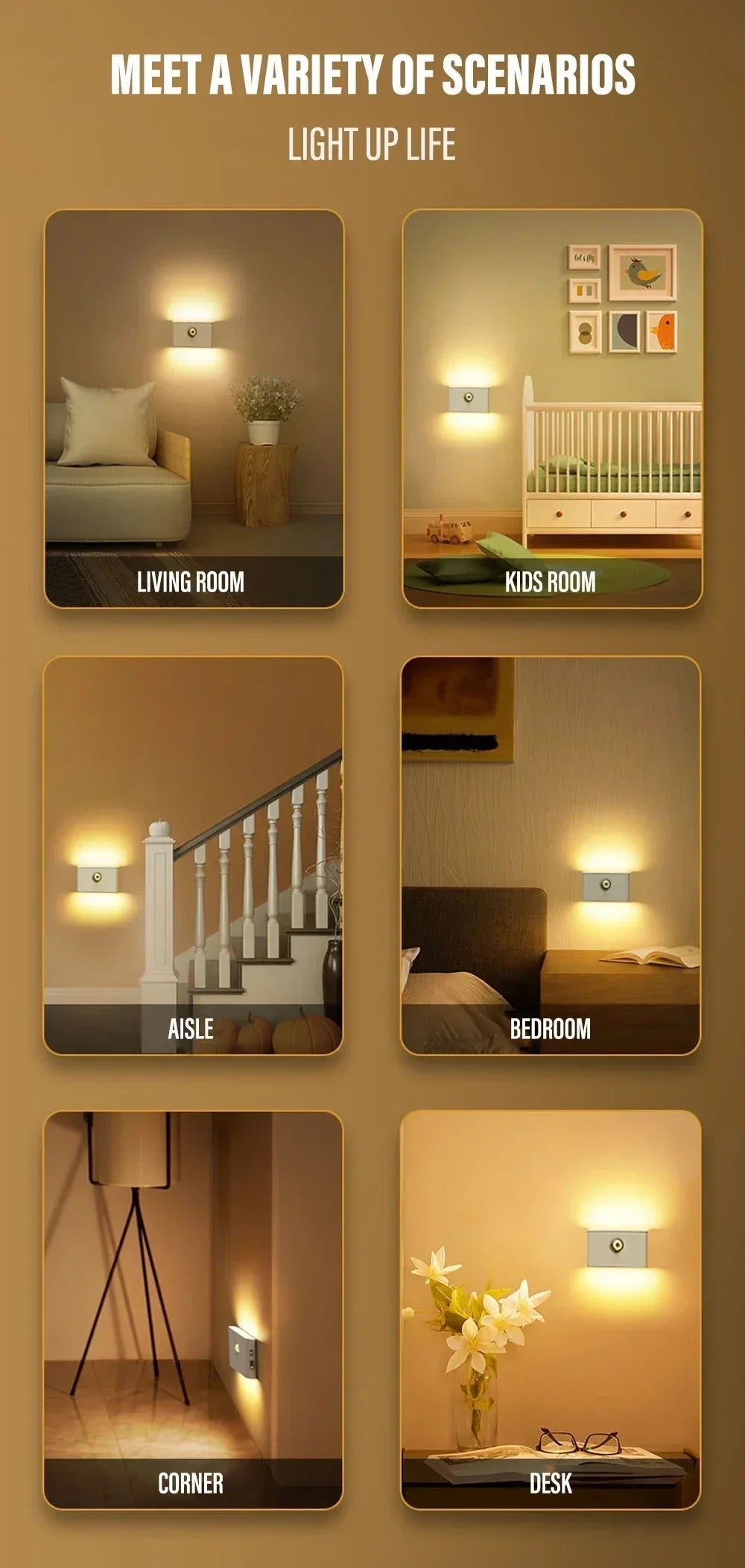 Motion Sensor Smart Led Night Light, Square Lens Eye Protection Bedside Lamp,for Wardrobe,Living Room,Bedroom,Staircase,Camping Eagle Beacon