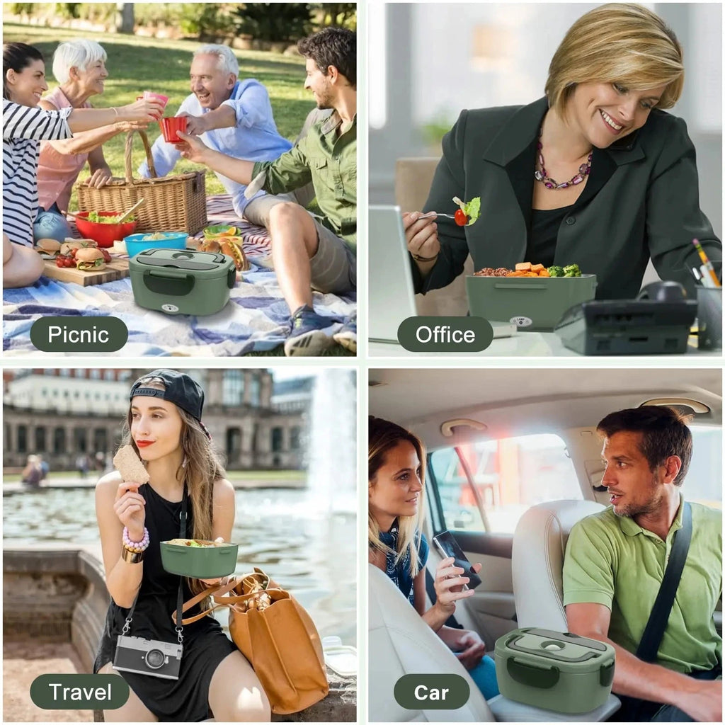 Electric Heated Insulated Lunch Box with Removable Stainless Steel Container, Portable Food Warmer for Car Office School Eagle Aerie