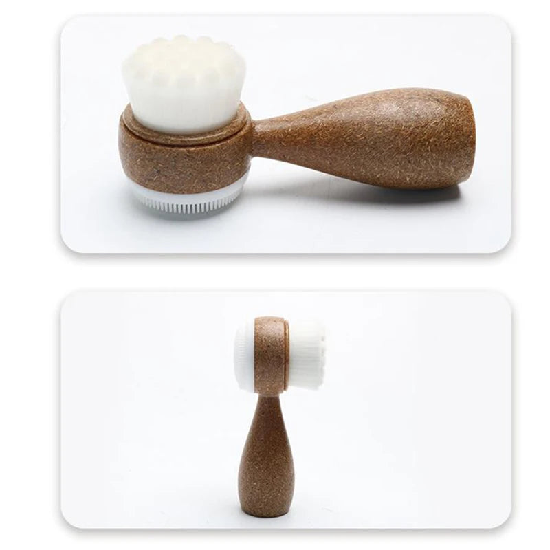 Facial Brush Double Sided Facial Cleanser Blackhead Removing Pore Cleaner Exfoliating Facial BrushCoconut Shred Handle Eagle Beacon