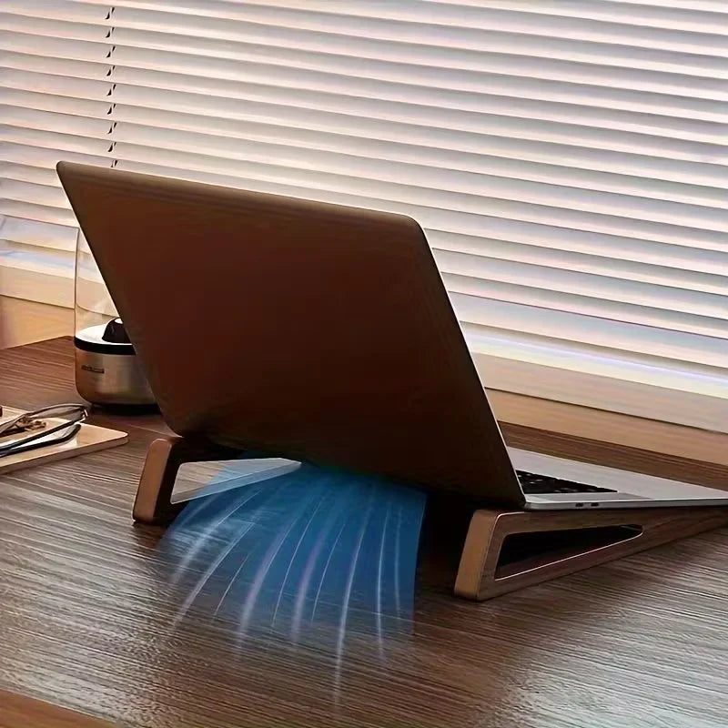 Portable Foldable Wooden Laptop Stand - Ergonomic 12° Adjustable Angle,  Compact Bamboo Desktop Riser for Tablets and Notebooks Eagle Beacon