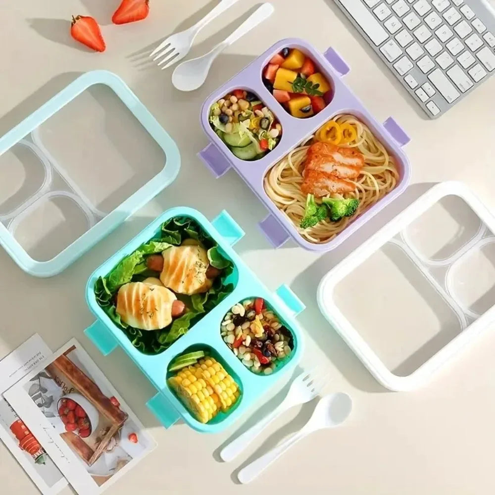 Lunch Box with Lids 3 Compartment Meal Prep Containers Reusable Leakproof Stackable Food Storage Containers for Office Travel Eagle Aerie