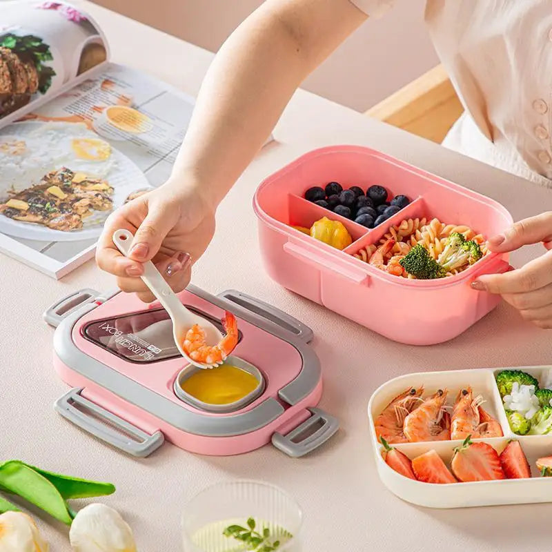 Portable Lunch Box Compartment Wheat Straw Bento Carrying Handle Box Reusable Tableware Containers Meal Snack Food Containers Eagle Aerie