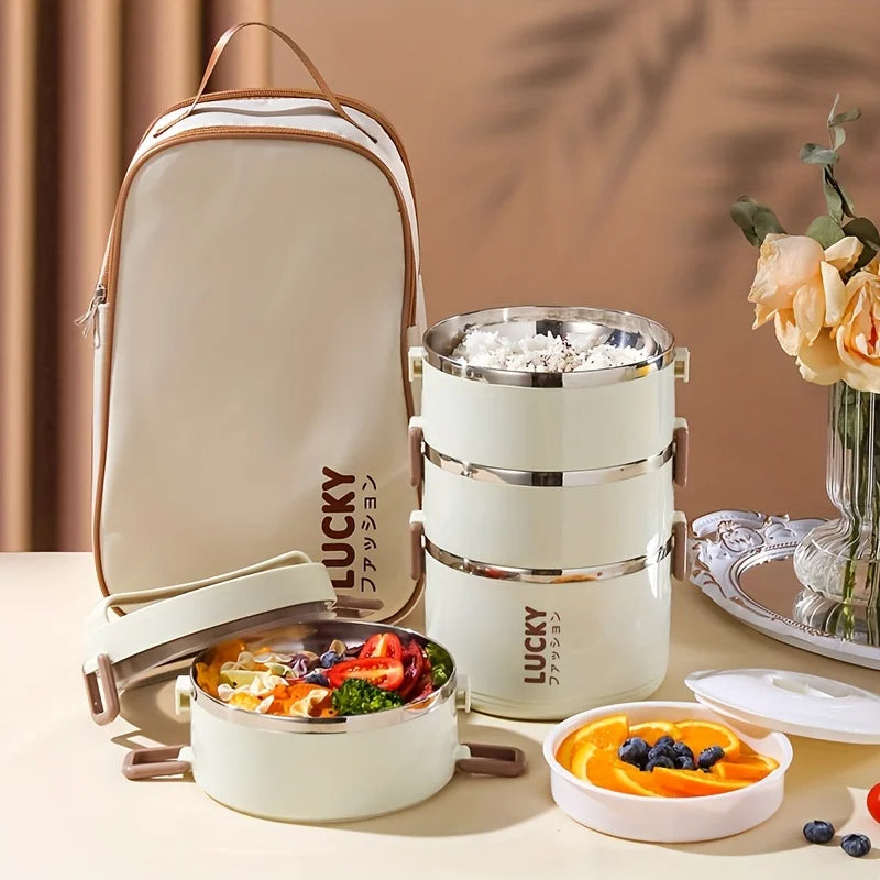 large-capacity stainless steel lunch box with a thermal lunch bag – a heat-sealed lunch box for use in schools, during camping Eagle Aerie