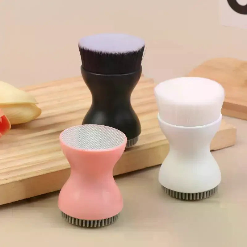 Double-Sided Mini Manual Facial Cleansing Brush Silicone Massage Face Brush Soft Bristles Handheld Cleaning Device Pore Cleaner Eagle Beacon