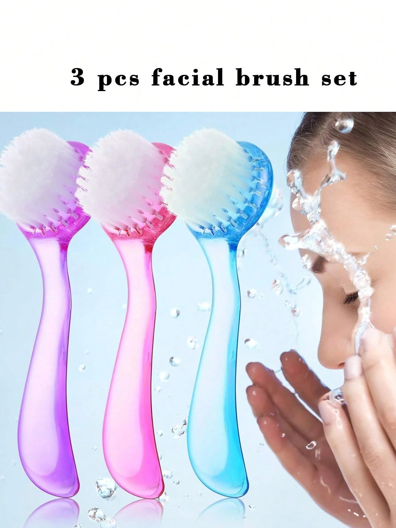 3pcs Facial Cleansing Brush Acrylic Handle Facial Cleansing Brush Soft Bristles Exfoliating Cleansing Brush Eagle Beacon
