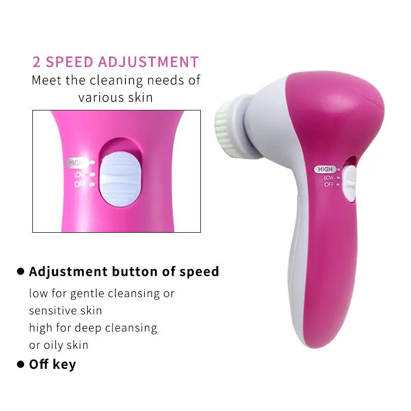 Electric Facial Cleaner 5 IN 1 Face Cleansing Brush Wash Machine Spa Skin Care Massager Blackhead Cleaning Facial Cleanser Tools Eagle Beacon