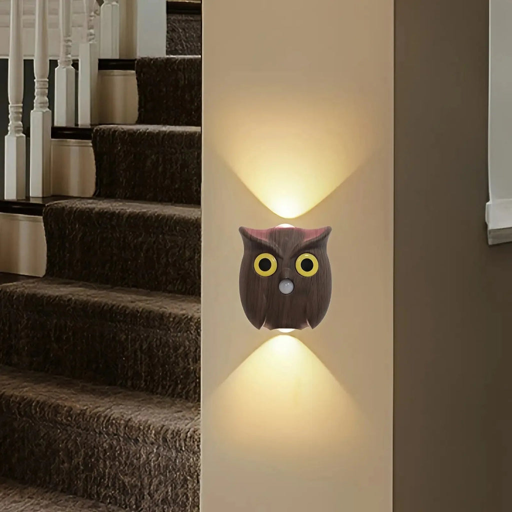 Motion Sensor Night Light USB Charging Cute Owl Lamp Indoor AUTO On/Off Magnetic Base for Cupboard Stair Hallway Bedroom Closet Eagle Beacon