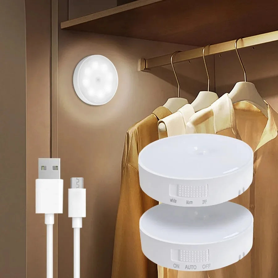 Motion Sensor LED Night Light, Wireless Magnetic Round Lamp for Kitchen Cabinet, Bedroom & Home Atmosphere Decor Eagle Beacon