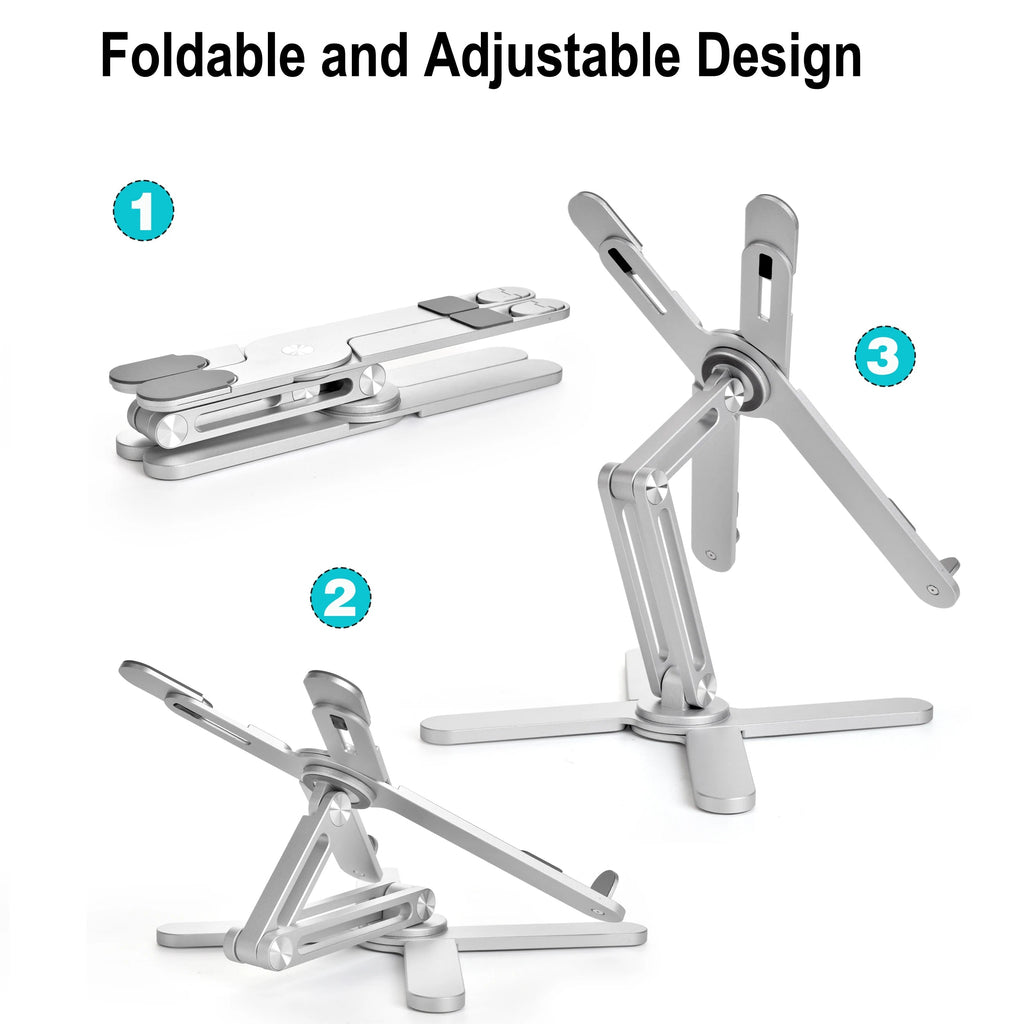 Foldable Laptop Stand 360°Rotation Notebook Table Adjustable Aluminum Alloy Holder Portable X Type Bracket for 10-17 inch Laptop Eagle Beacon