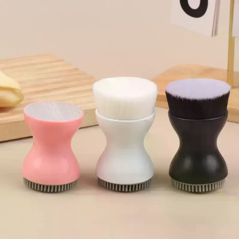 Double-Sided Mini Manual Facial Cleansing Brush Silicone Massage Face Brush Soft Bristles Handheld Cleaning Device Pore Cleaner Eagle Beacon