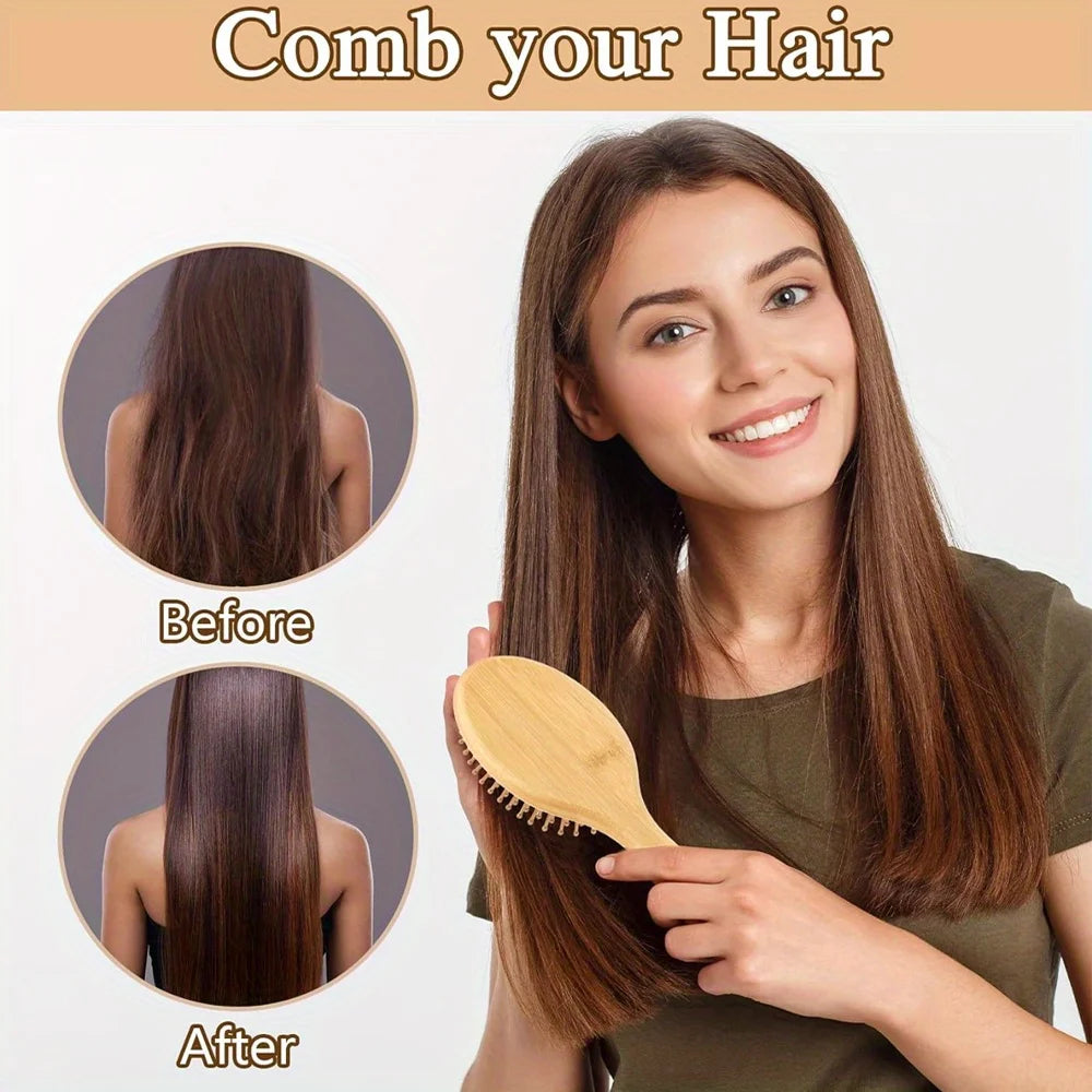 Wooden Hair Brush Improve Hair Growth Wood hairbrush Prevent Hair Loss Comb Bamboo Comb Teeth Hairdressing Styling Hair Tools Eagle Beacon