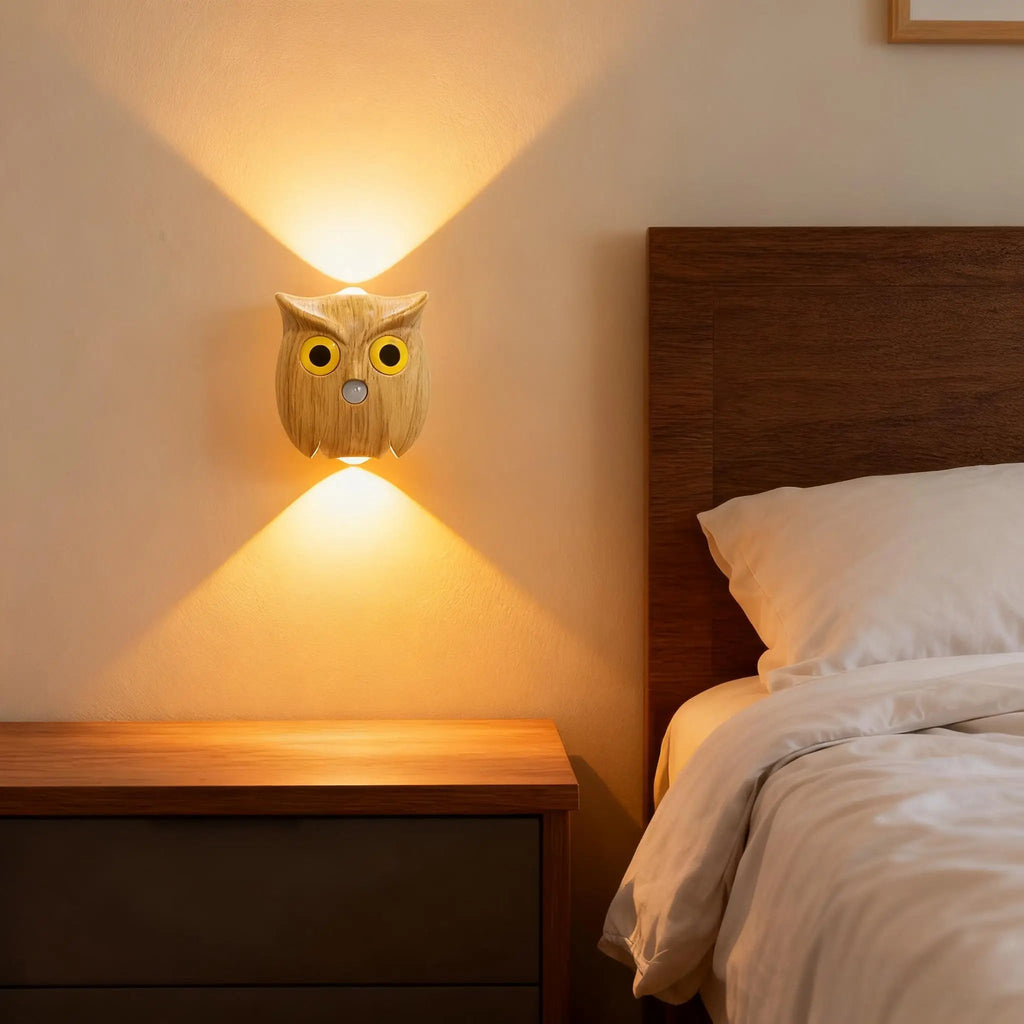 Motion Sensor Night Light USB Charging Cute Owl Lamp Indoor AUTO On/Off Magnetic Base for Cupboard Stair Hallway Bedroom Closet Eagle Beacon