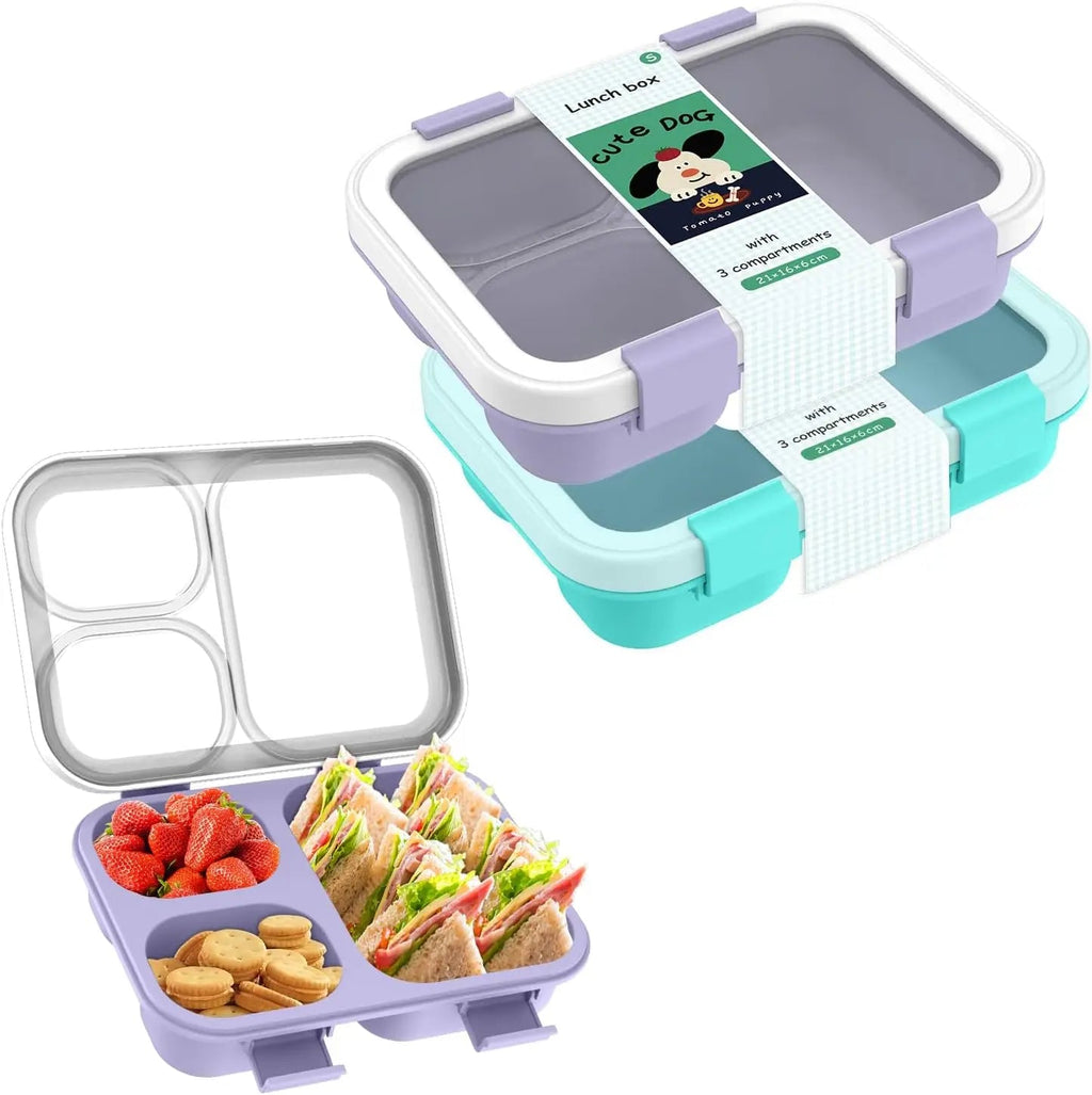 Lunch Box with Lids 3 Compartment Meal Prep Containers Reusable Leakproof Stackable Food Storage Containers for Office Travel Eagle Aerie