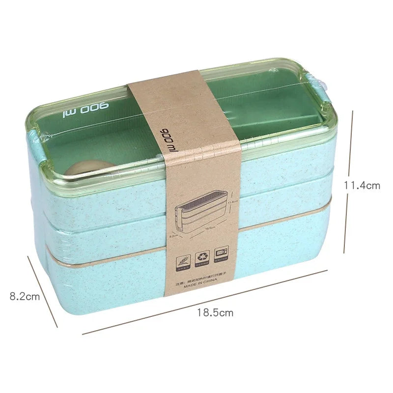 Healthy Material Lunch Box 3 Layer Wheat Straw Bento Boxes Microwave Dinnerware Food Storage Container Lunchbox 900ml Eagle Aerie