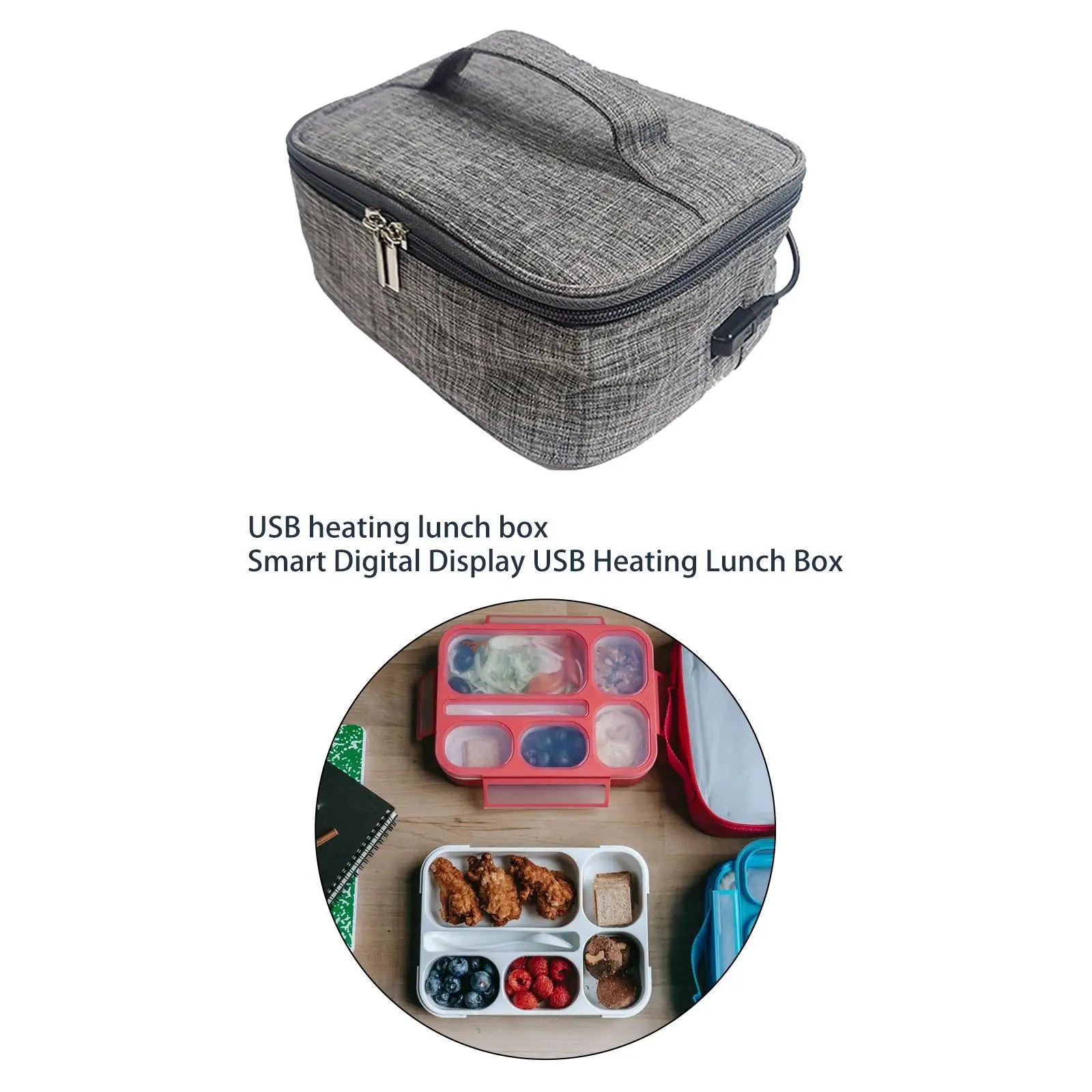 USB Heated Lunch Boxes Bag Container Oxford Cloth with Zipper Food Warmer Waterproof Material Portable Oven Reusable Convenient Eagle Aerie