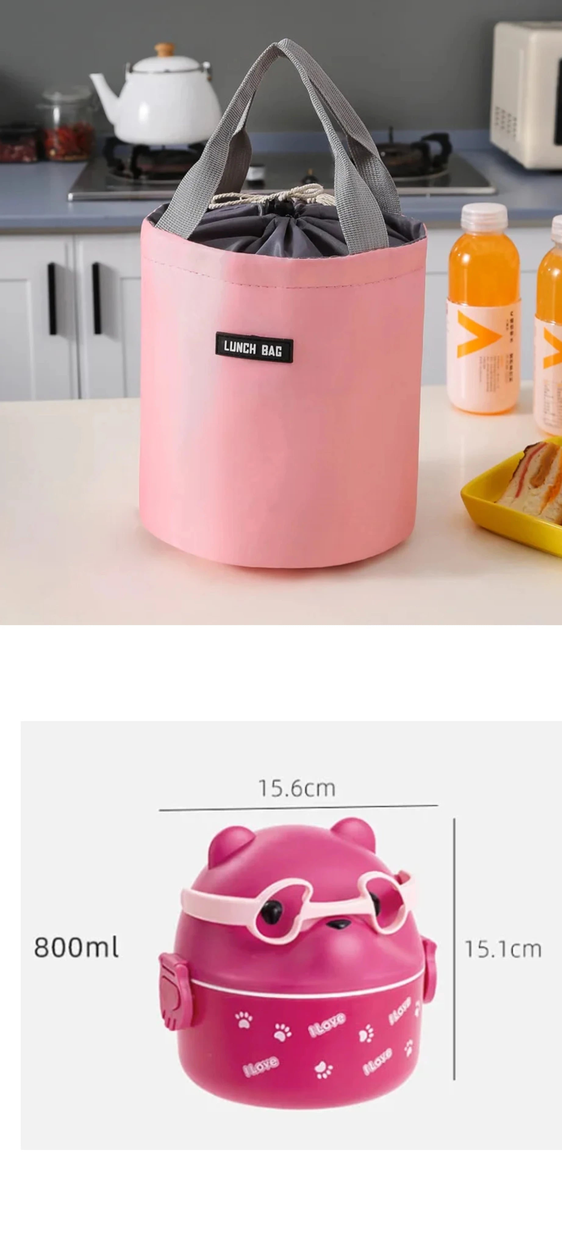 Lunch Box Portable Insulated Lunch Container Set Stackable Bento Cartoon Eyeglass Bear Shape Food Storage Container For Kids Eagle Aerie