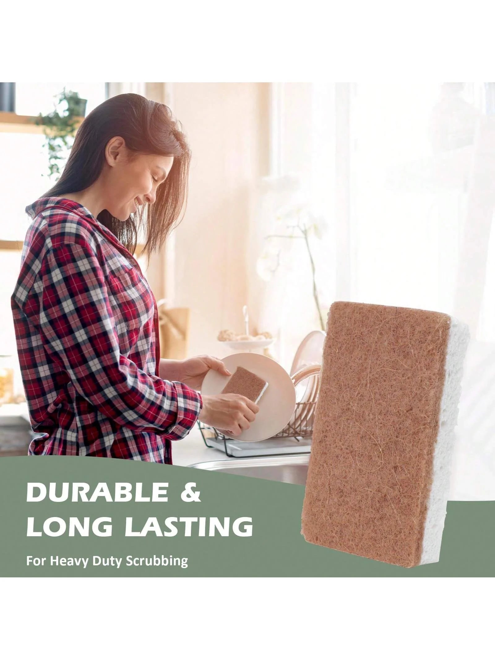 Biodegradable compostable cellulose and coconut scrubbing sponge -6 eco-friendly sponge tableware pieces Eagle Aerie