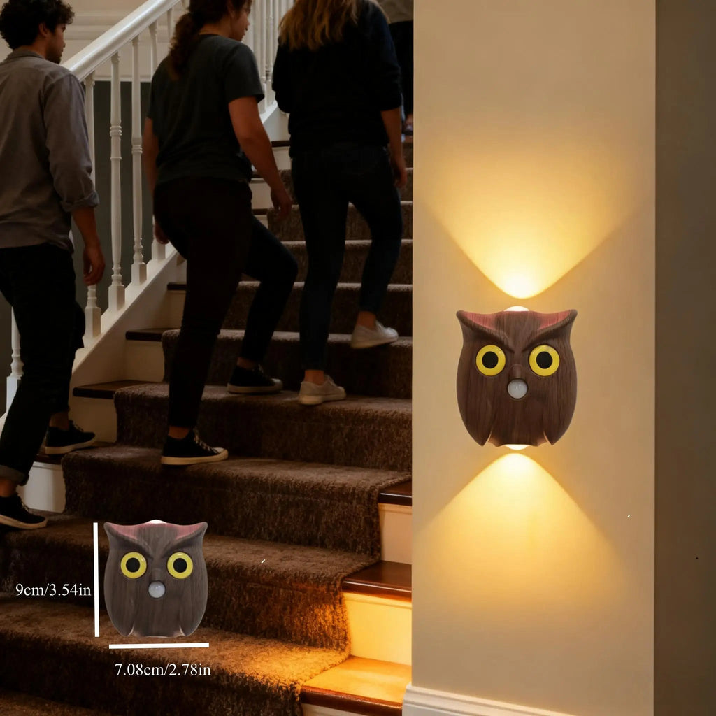 Motion Sensor Night Light USB Charging Cute Owl Lamp Indoor AUTO On/Off Magnetic Base for Cupboard Stair Hallway Bedroom Closet Eagle Beacon