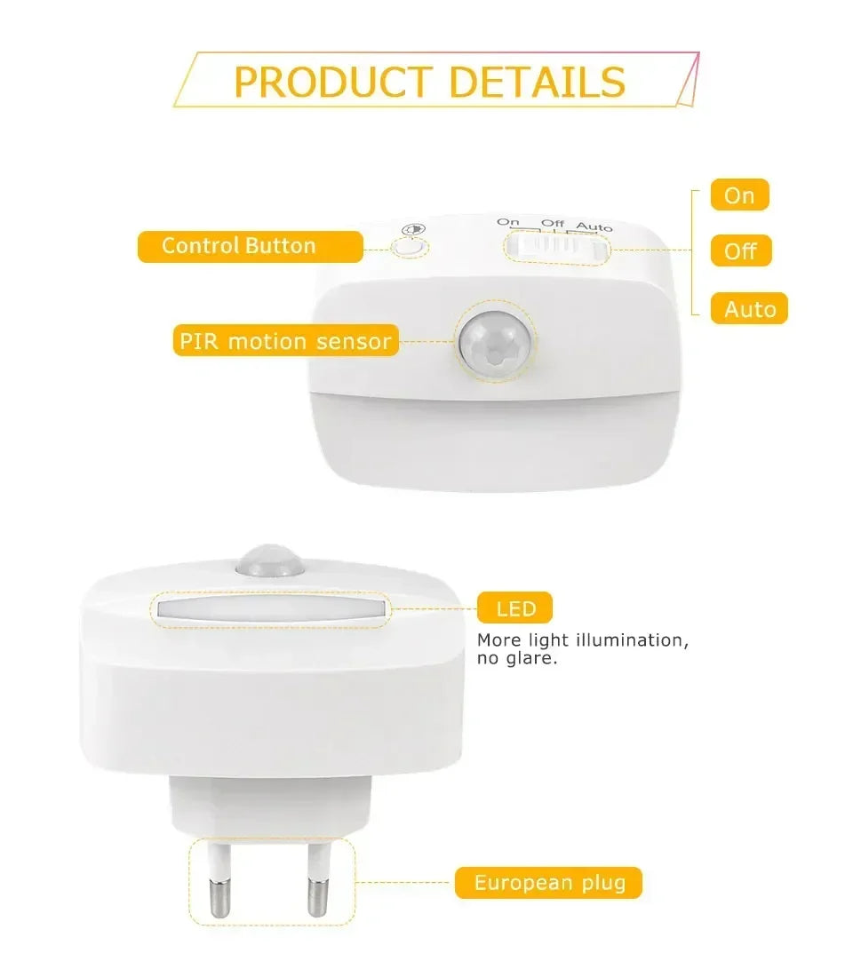 Motion Sensor Light LED Night Lights EU US Plug Lamps PIR Human Induction Lamp Nightlights For Bedroom Decor Hallway Stairs Lamp Eagle Beacon
