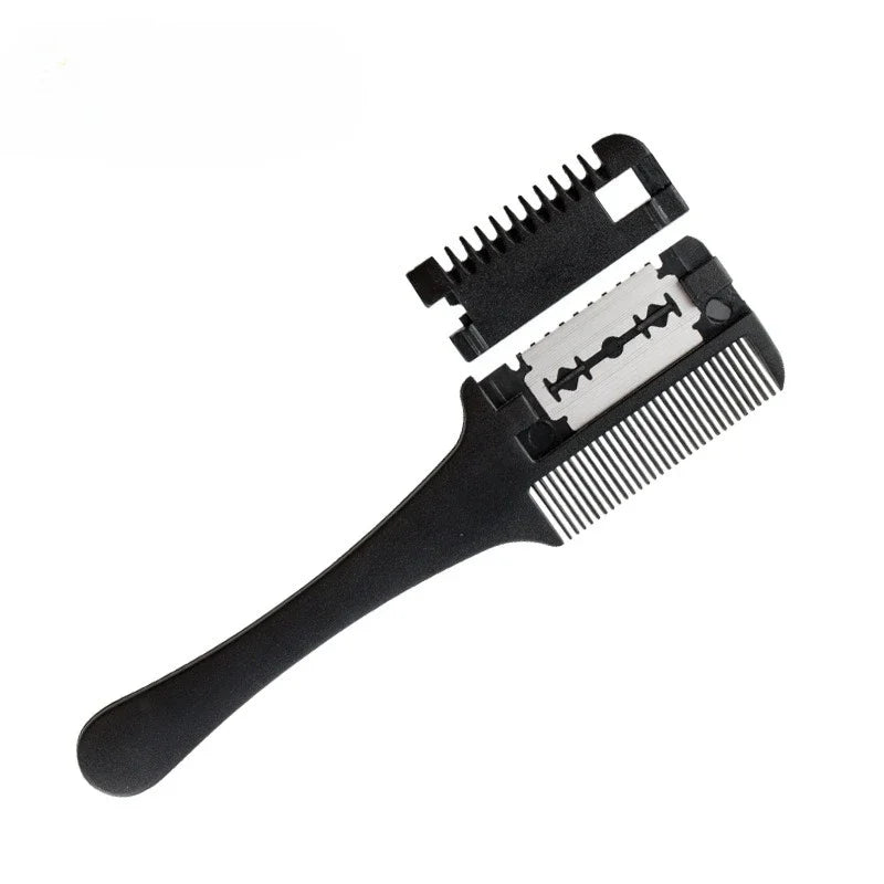 Hair Cutting Comb Hair Brushes with Razor Blades Barber Scissors Hair Salon Thinning Hairdressing DIY Styling Tools Black Handle Eagle Beacon