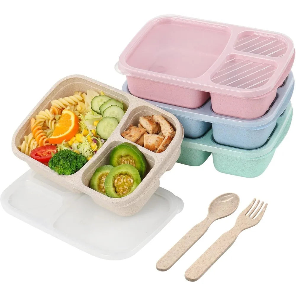 1 Bento Box Lunch Box for Kids and Adults Reusable Food Storage Container 3 Compartment Lunch Box for School Work and Travel Eagle Aerie