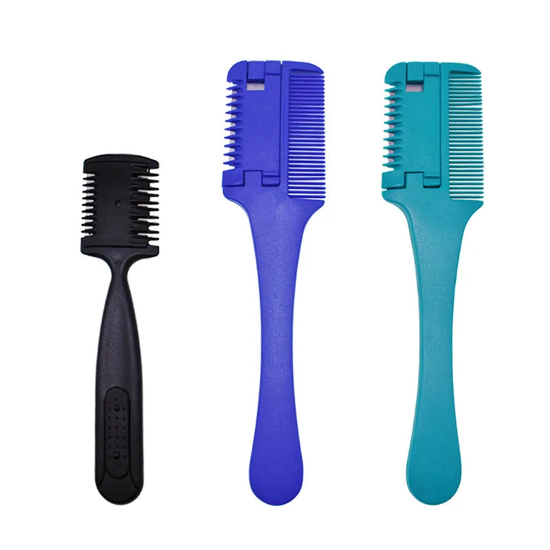 Hair Cutting Comb Hair Brushes with Razor Blades Barber Scissors Hair Salon Thinning Hairdressing DIY Styling Tools Black Handle Eagle Beacon