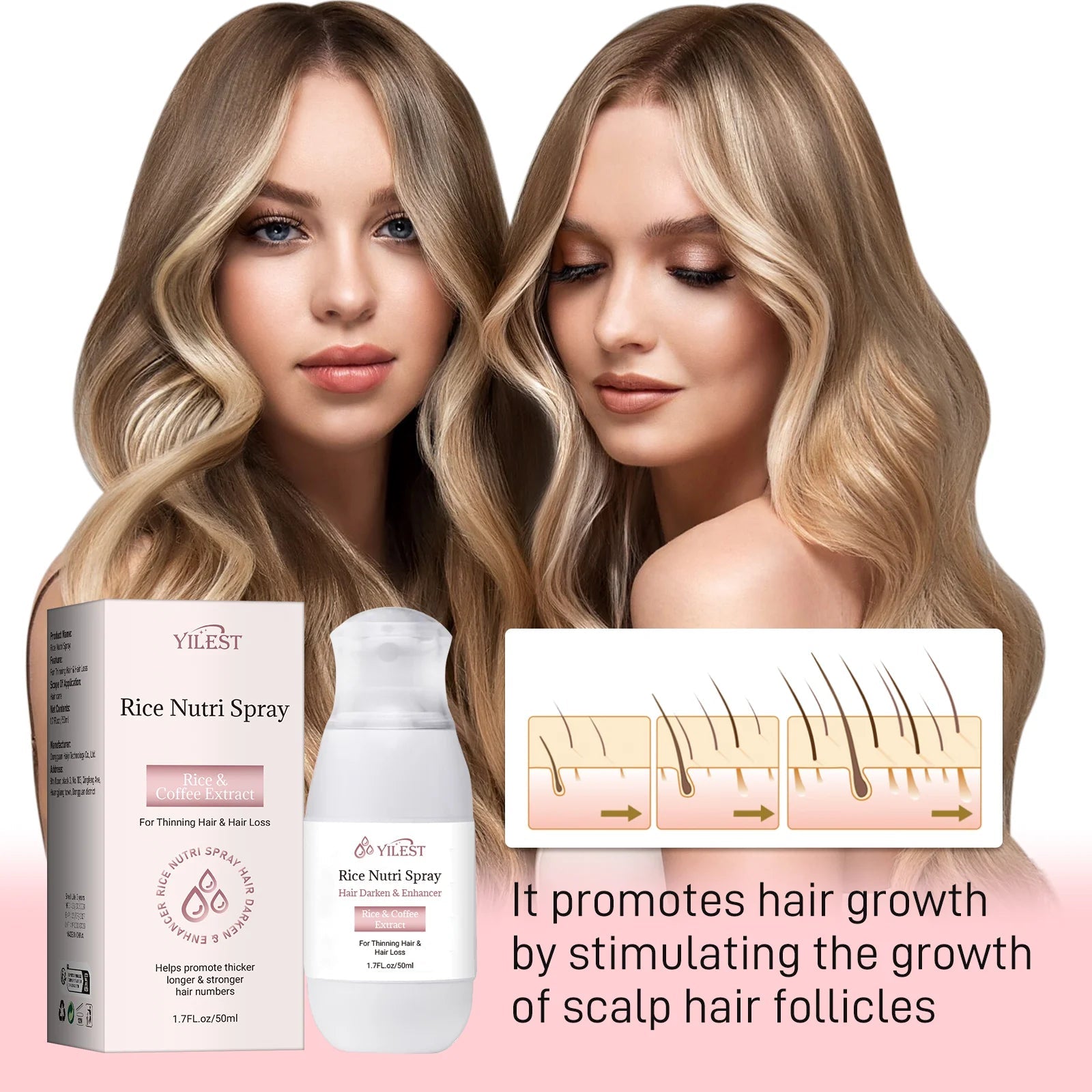 Hair Helper Spray, Rice Water Spray,Hair Strengthens Thickening,Natural Spray Stimulates Growth Soothes Scalp for Thinning Hair Eagle Beacon