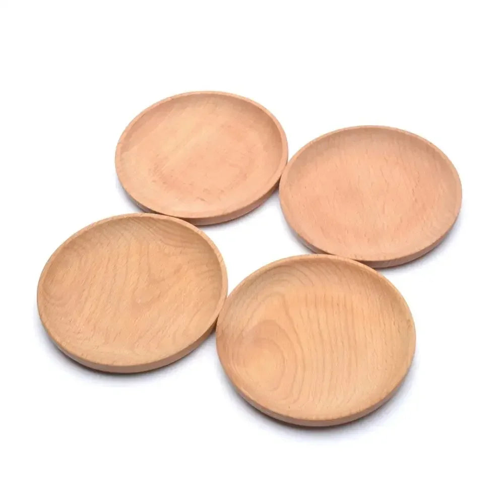 Eco - friendly Wooden Service Tray for Home, Hotel, School Party, Round Plate Snack, Cake, Fruits, Sushi, Dessert Tableware 30P Eagle Aerie