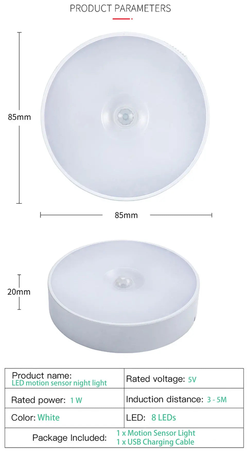 Motion Sensor Light USB Rechargeable Night Light LED Lamp for Kitchen Bedroom Stairs Hallway Cabinet Closet Wardrobe Nightlight Eagle Beacon